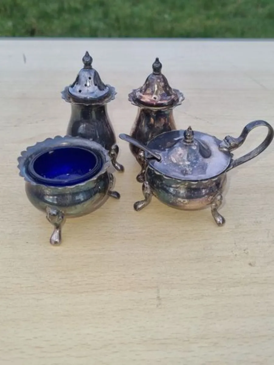 Antique silver-plated spice set - Image 3