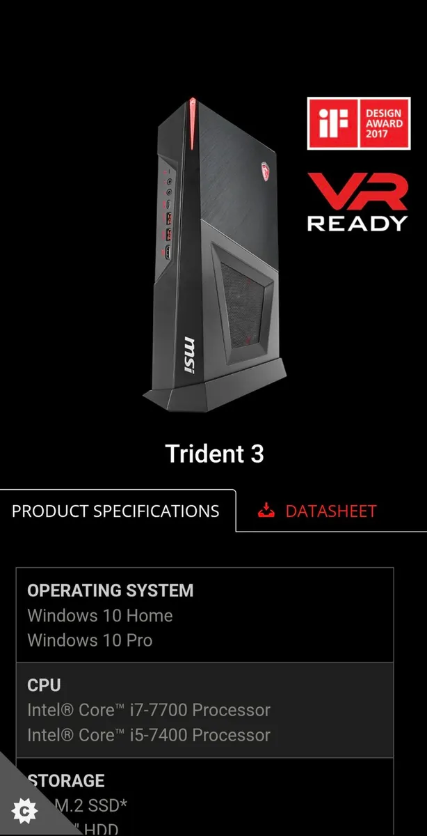 MSI 3168 NGW Trident 3 Desktop PC - Image 1