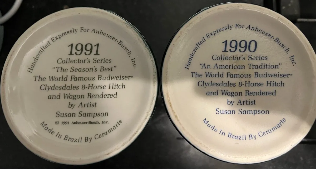 2-LARGE VINTAGE BUDWEISER TANKARDS - Image 2