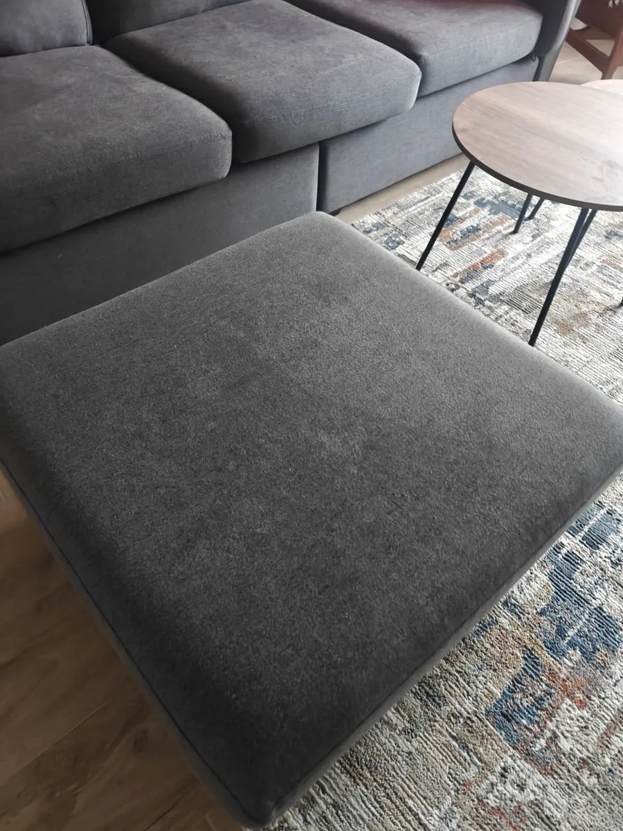 Grey 3-Seater Sofa with Footstool - Image 4