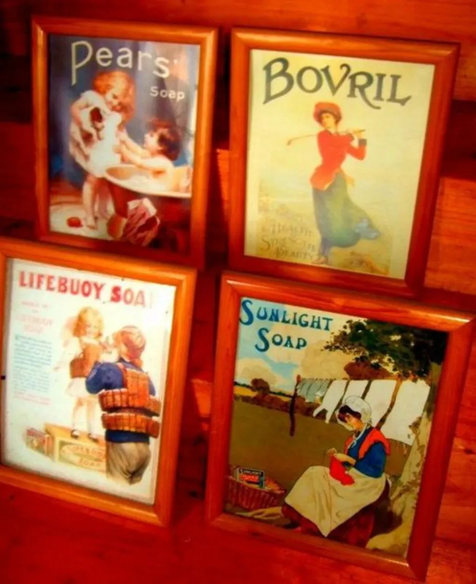 Vintage Set Of 4 Framed Advertising Prints - Image 1