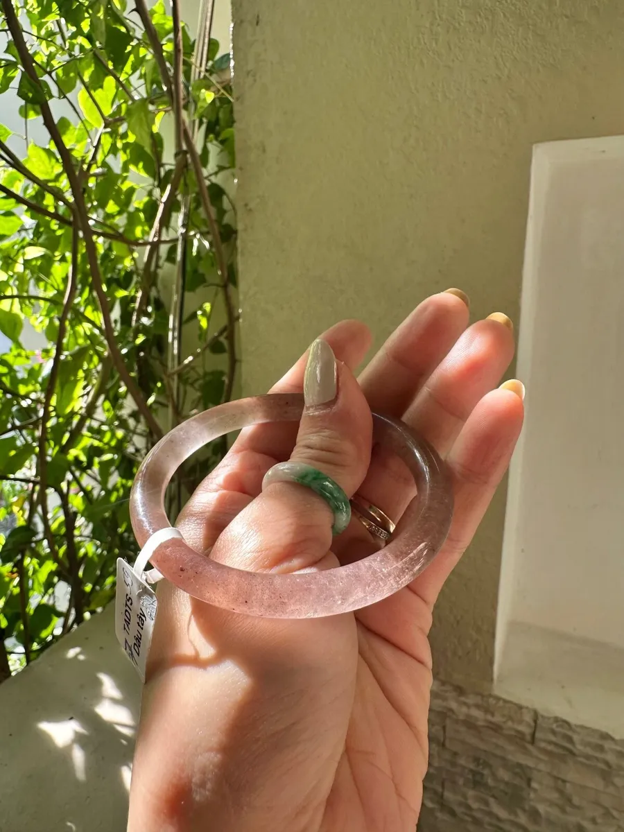 Natural Strawberry Quartz Crystal Bangle - Image 3