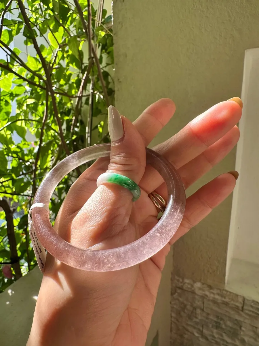 Natural Strawberry Quartz Crystal Bangle - Image 2