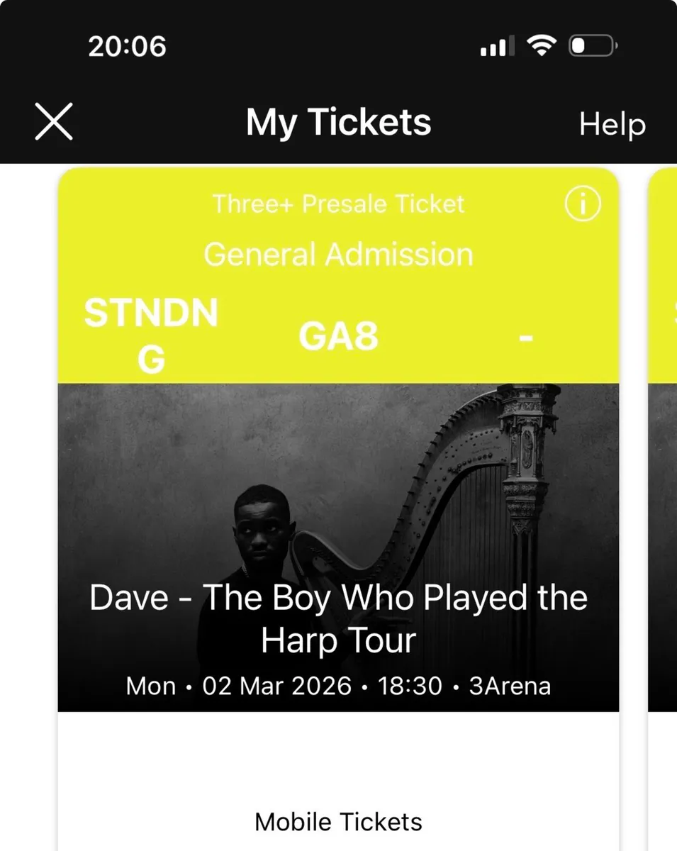 Dave tickets 3 arena standing pair