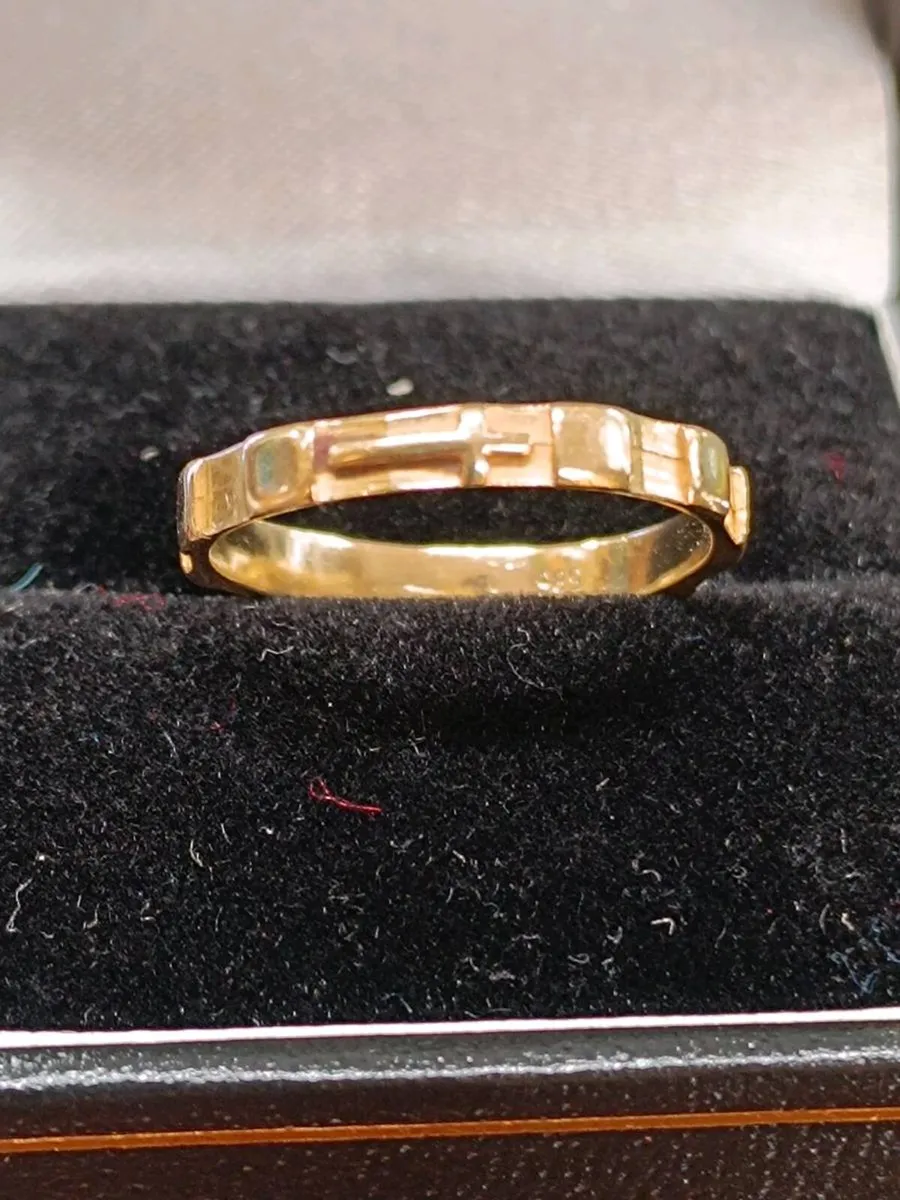 14k Yellow Gold Rosary Ring - Image 1