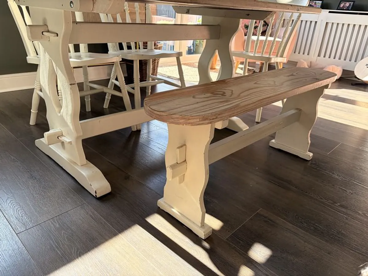 Solid Oak Dining Table & Seating Set - Image 4