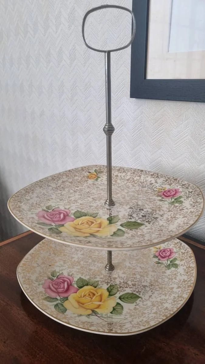 Vintage Two Layer Cake Stand - Image 1