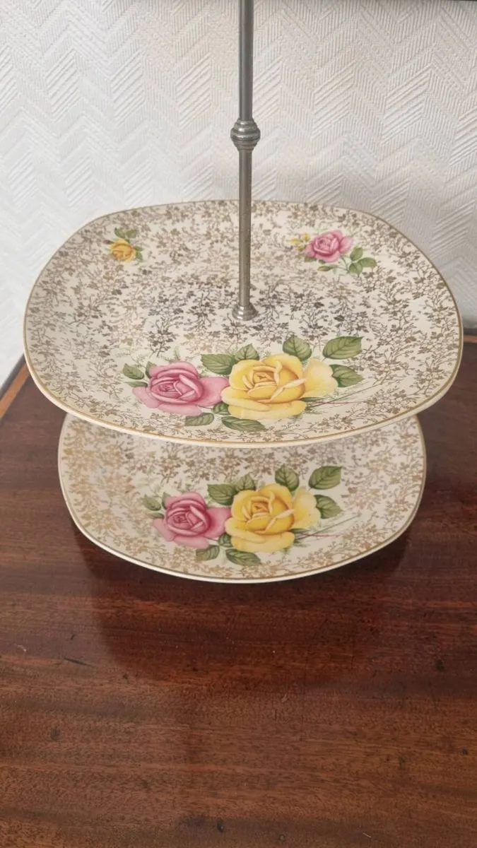 Vintage Two Layer Cake Stand - Image 2