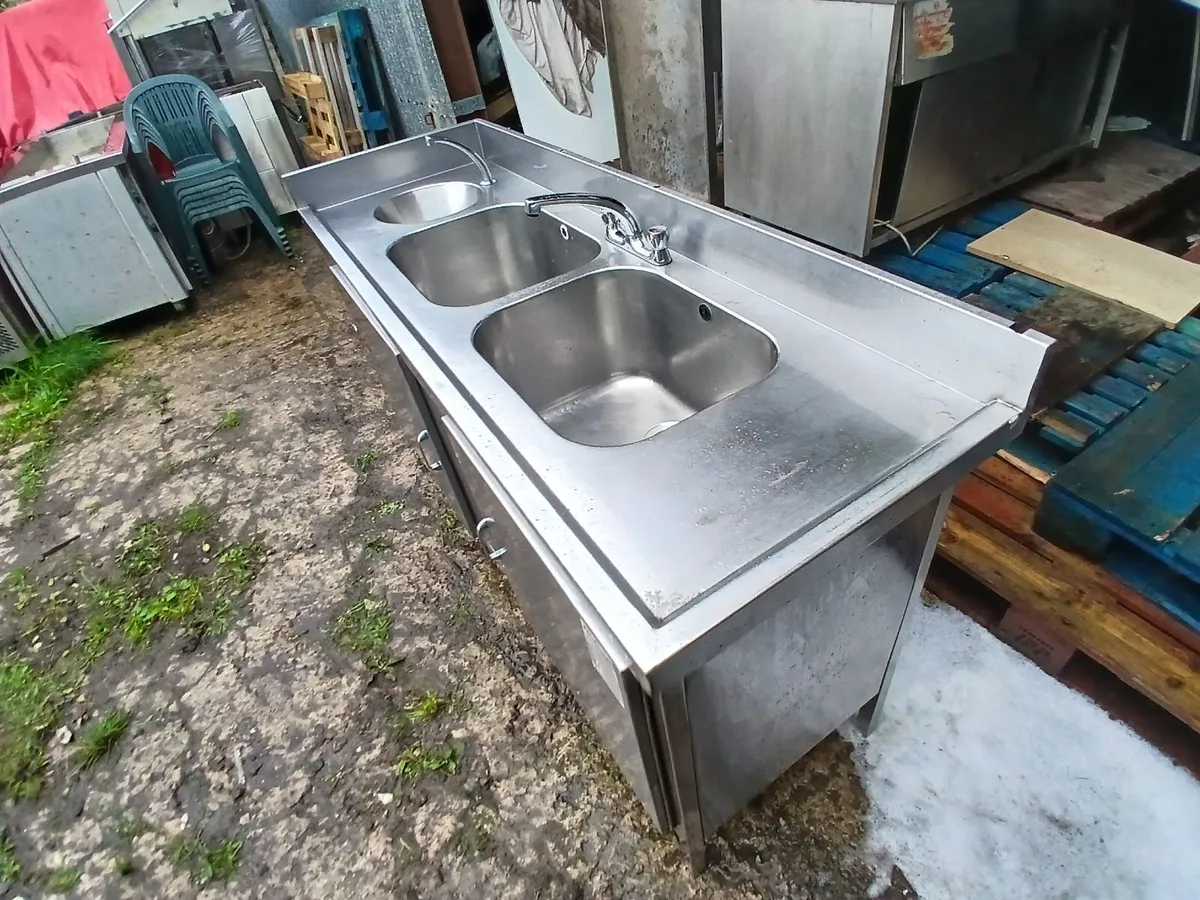 Staneless steel cabbinet double sink unit complete - Image 4