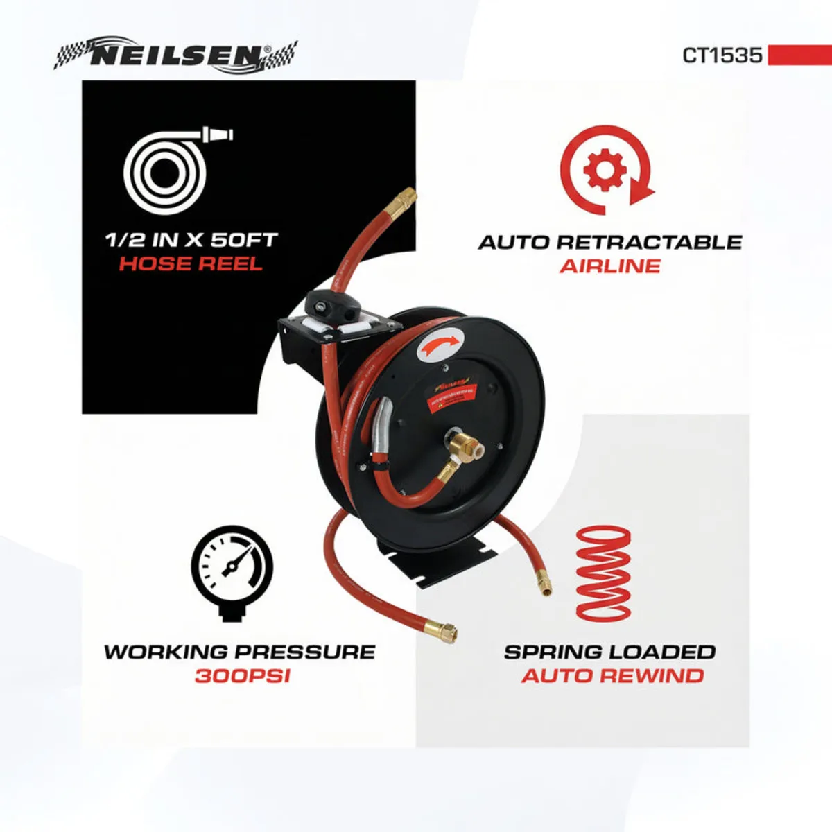 50ft x 1/2in Air Hose Reel - Image 3