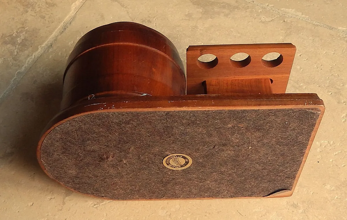 Vintage Walnut Pipe Rack & Humidor Tobacco Jar - Image 4