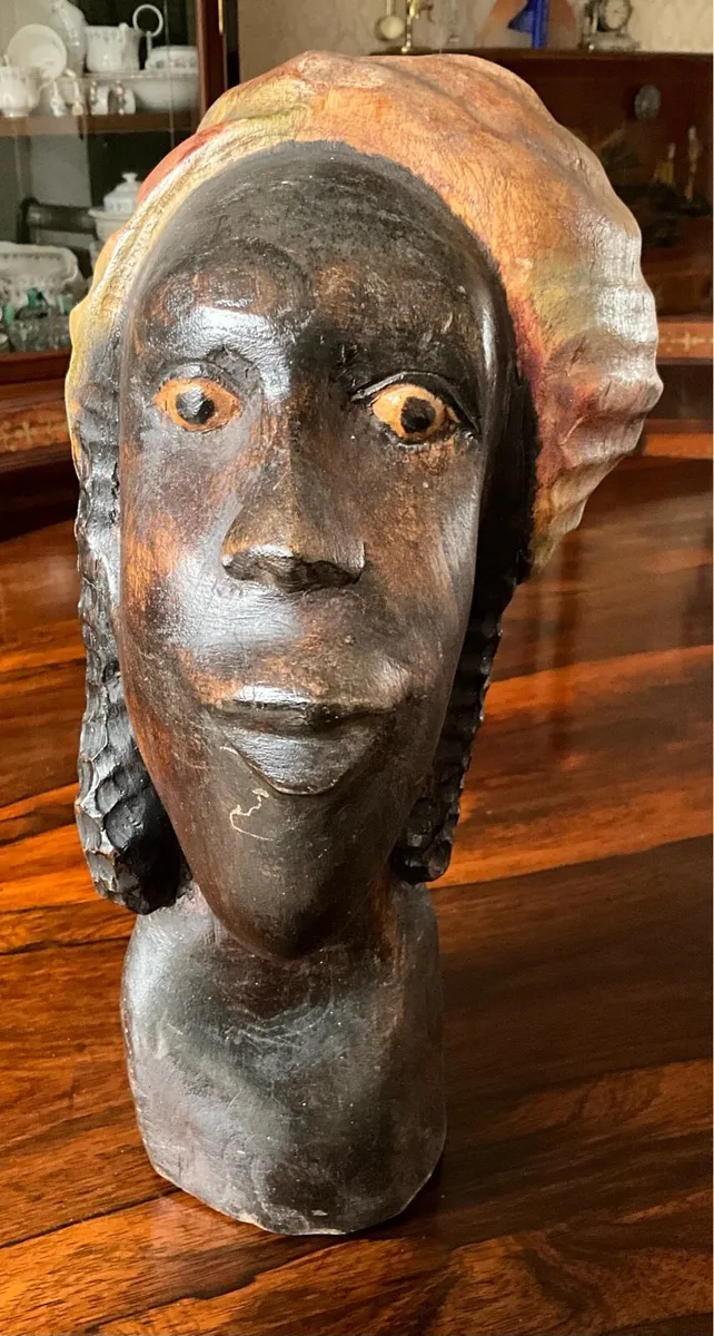 Tall Vintage African Ebony Carving. Bust Sculpture - Image 1