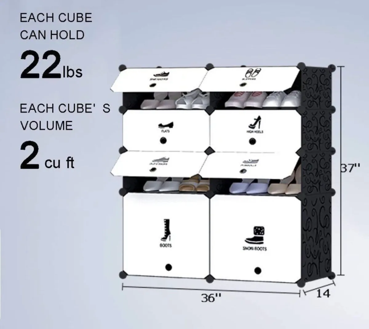 8 Cube Shoe Rack Multi Use Modular Storage NEW - Image 2