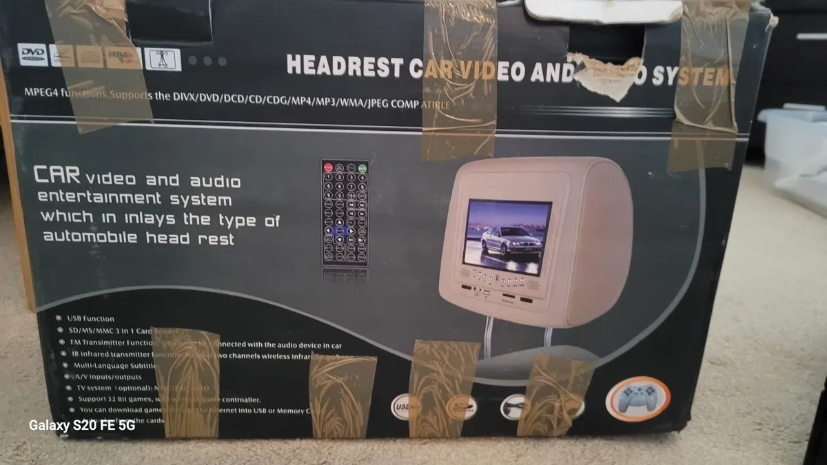 Headrest car video and audio system