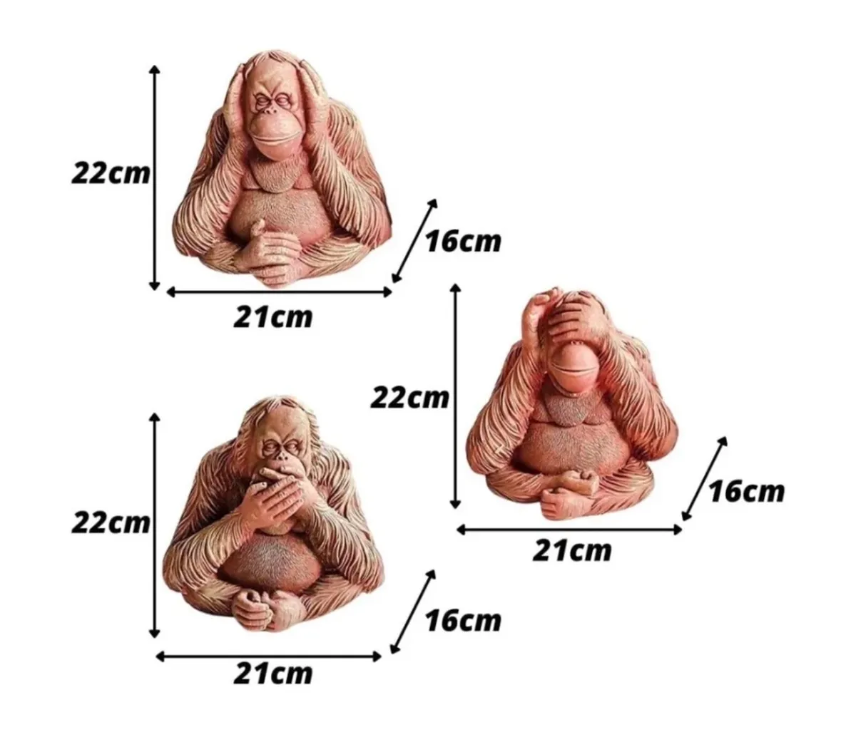 3 Wise Monkeys Garden Ornaments NEW - Image 2