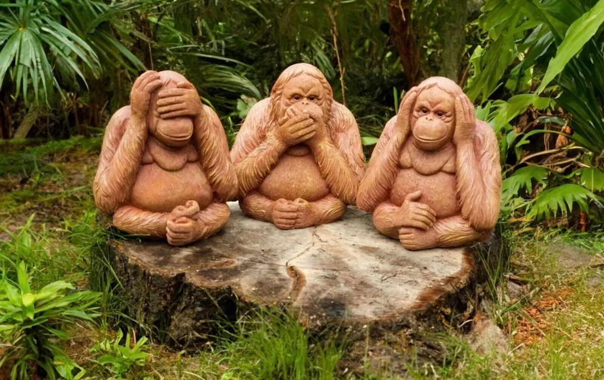 3 Wise Monkeys Garden Ornaments NEW - Image 1