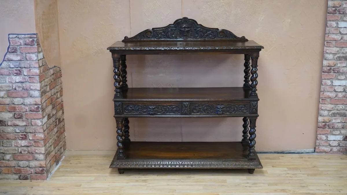 Victorian Oak Green Man Dumb Waiter - Image 1