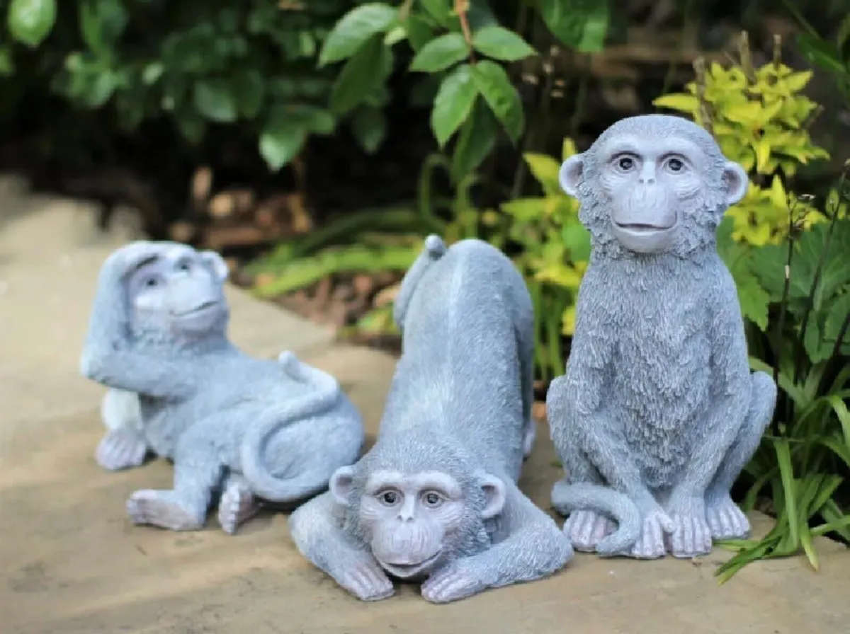 3 x Cheeky Monkeys Garden Ornaments NEW - Image 1