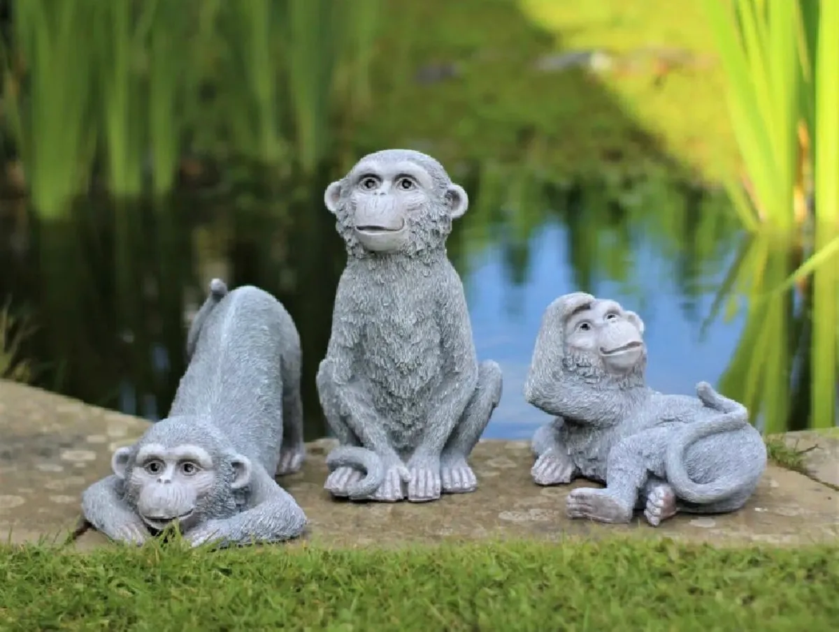 3 x Cheeky Monkeys Garden Ornaments NEW - Image 2