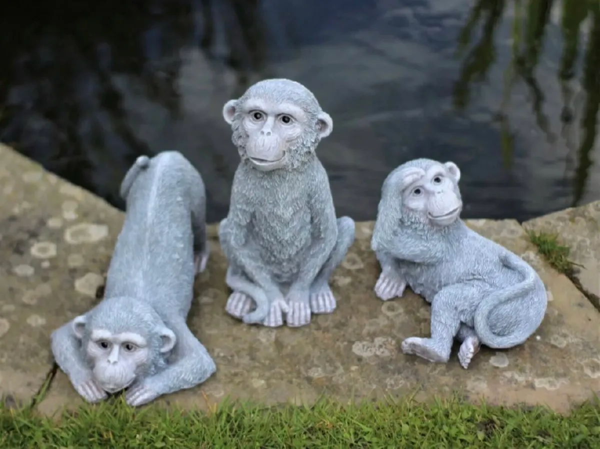 3 x Cheeky Monkeys Garden Ornaments NEW - Image 4
