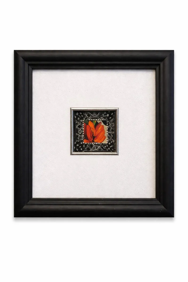 Signed Mixed Media Floral Artwork – 32cm Framed - Image 1