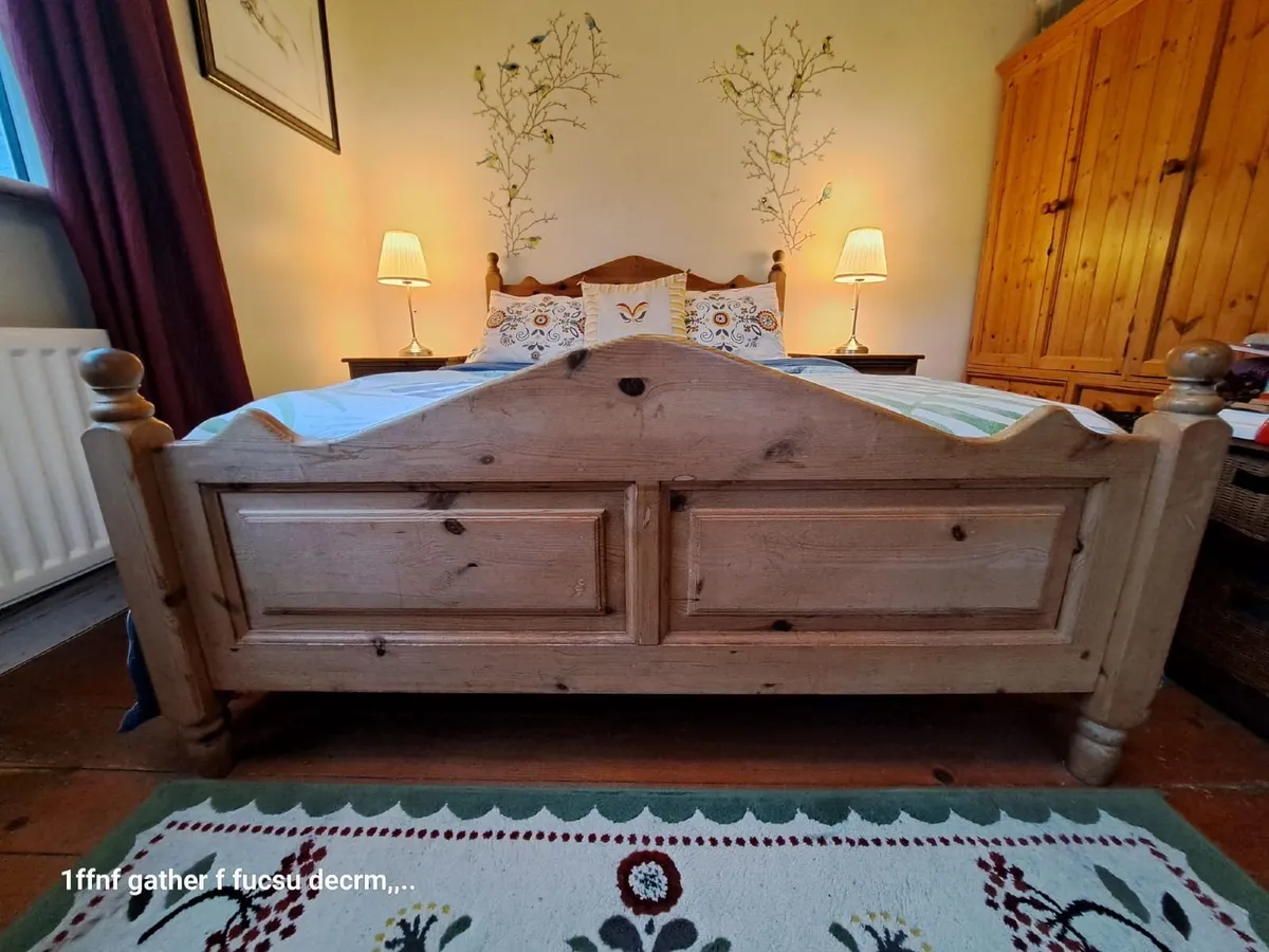 Solid Wooden Std Double Bed & Mattress - Image 2