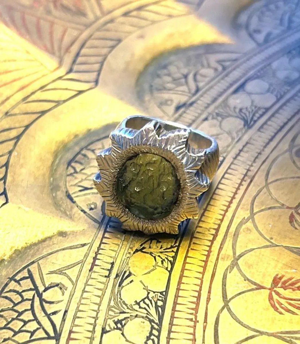 Moldavite & Sterling Silver Ring - Image 2