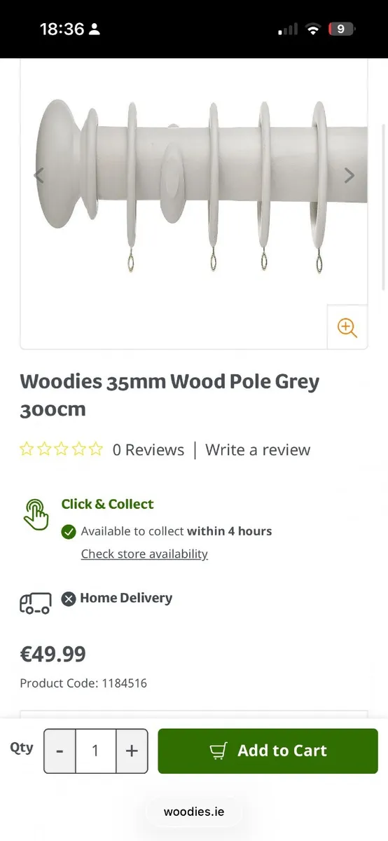 3m long Curtain pole (35mm )