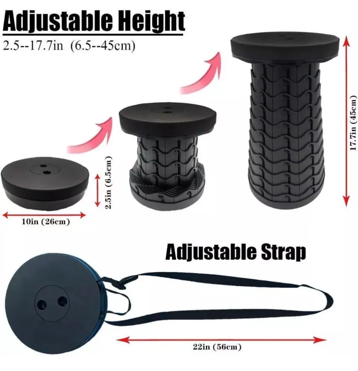 Portable Retractable Folding Stool NEW - Image 1