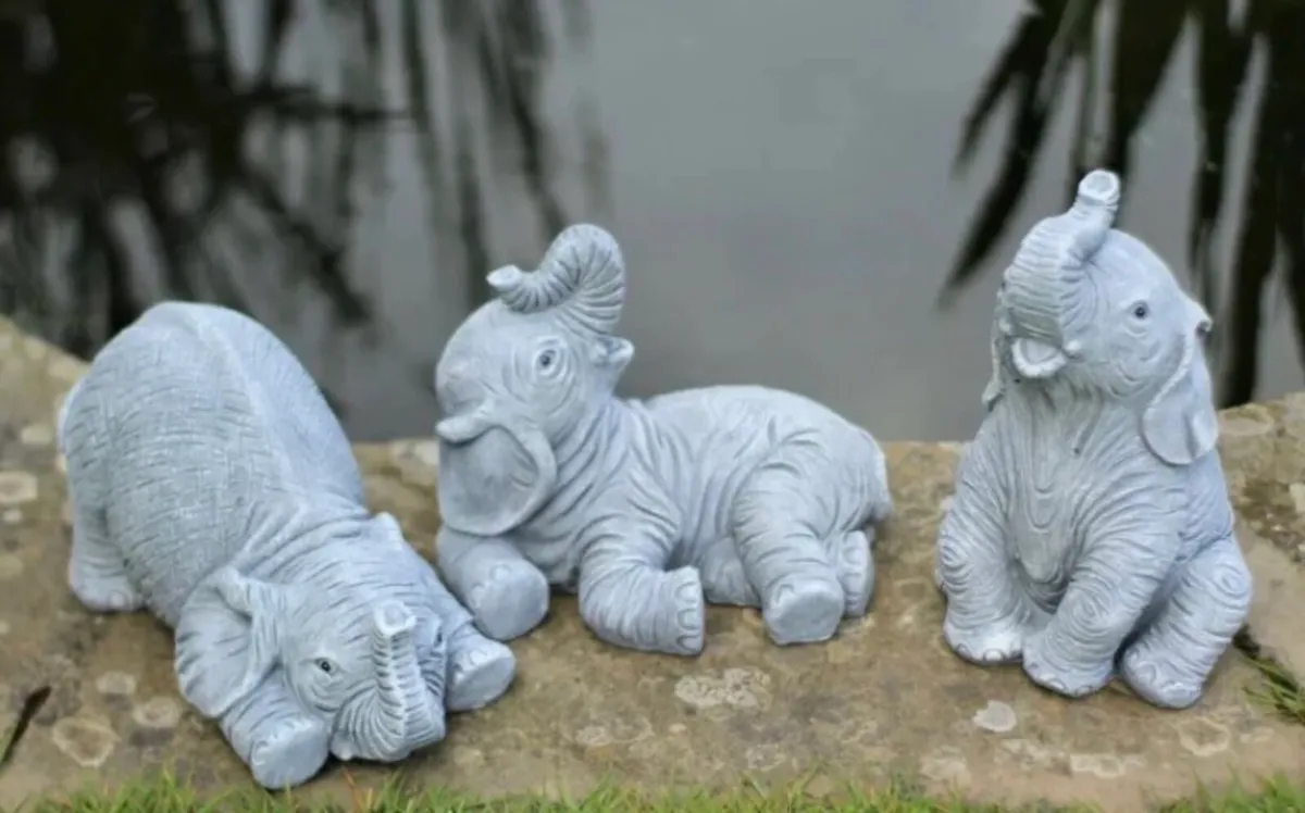 3 x Laughing Elephants Garden Ornaments NEW - Image 3
