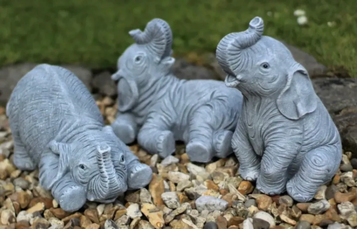 3 x Laughing Elephants Garden Ornaments NEW - Image 2