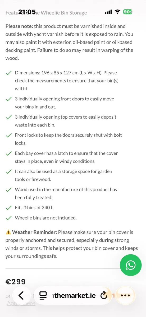 Grey 3 wheelie bin storage unit - Image 2