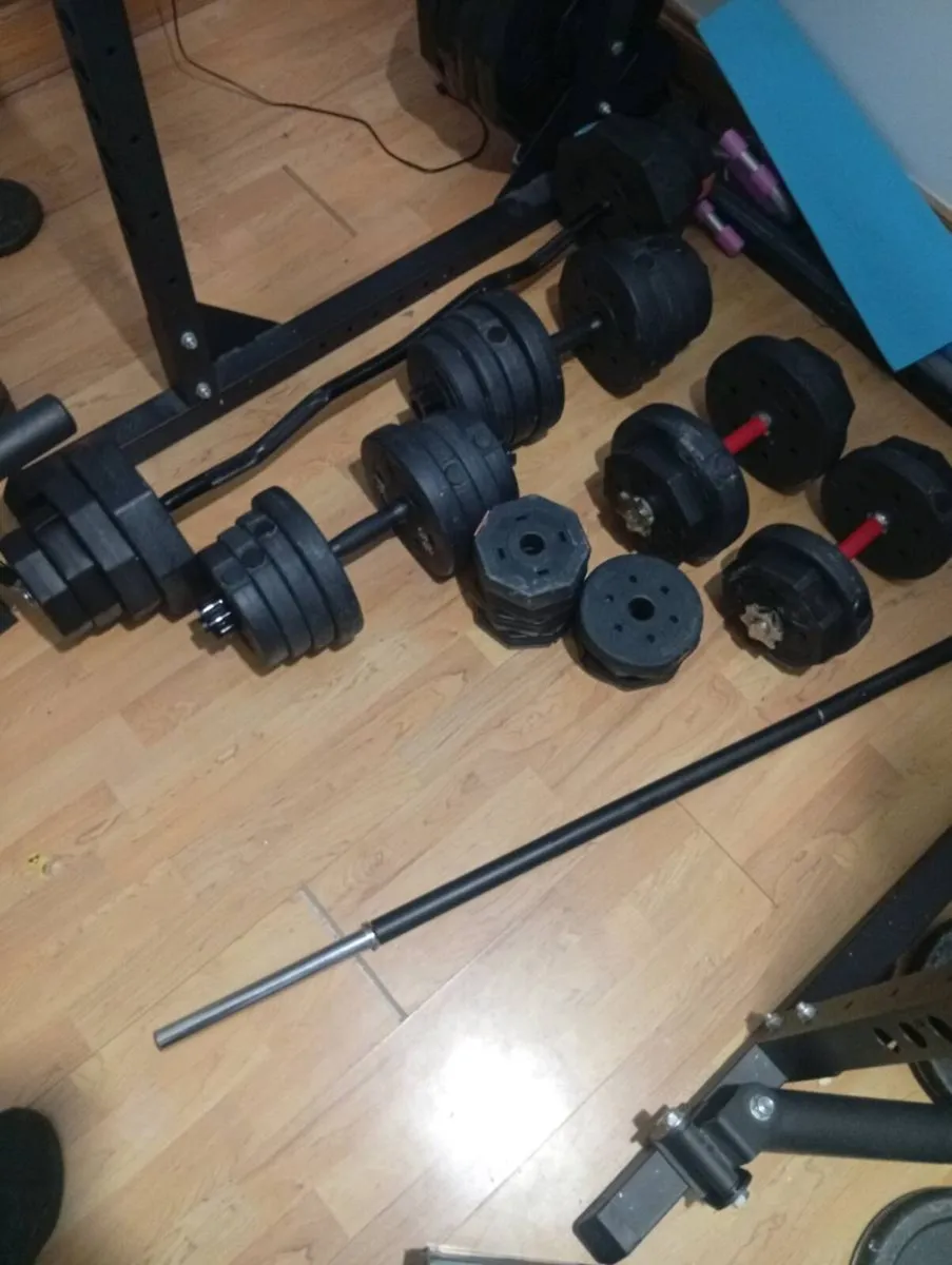 Barbells bars and 76kg weight plates