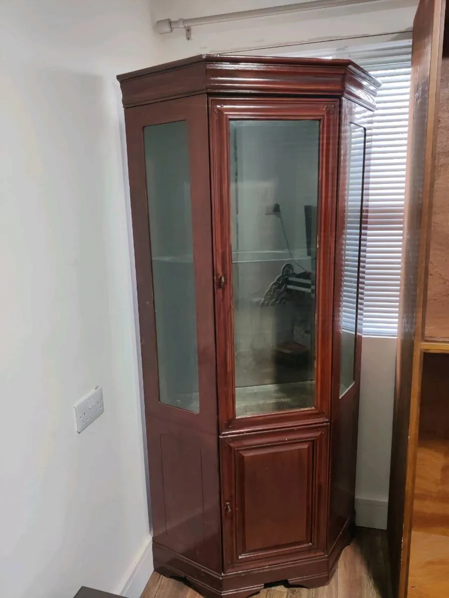 A wooden glass wardrobe/cabinet - Image 1