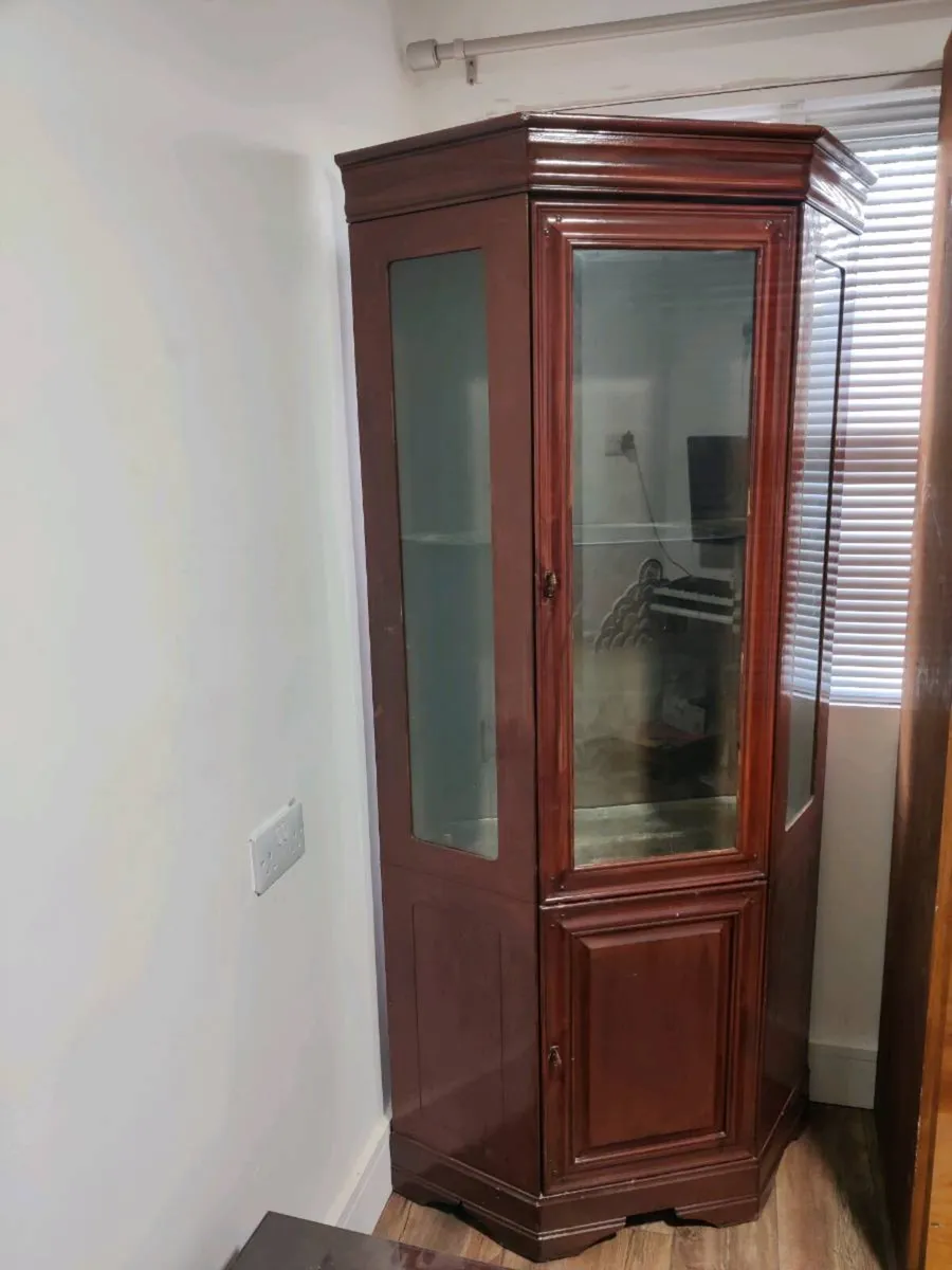 A wooden glass wardrobe/cabinet - Image 2