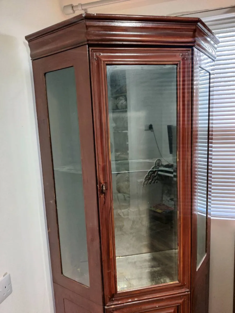 A wooden glass wardrobe/cabinet - Image 3