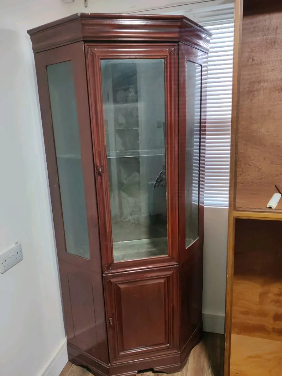 A wooden glass wardrobe/cabinet - Image 4