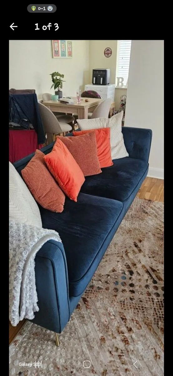 3 Seater Chesterfield Couch Blue - Image 4