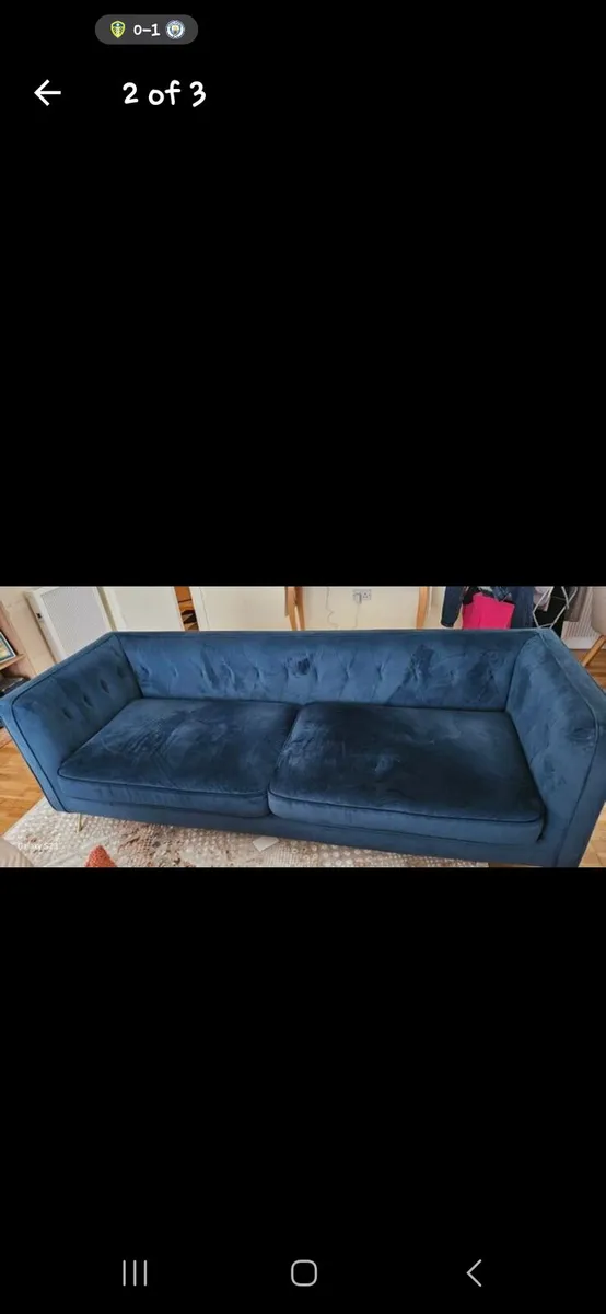 3 Seater Chesterfield Couch Blue - Image 3