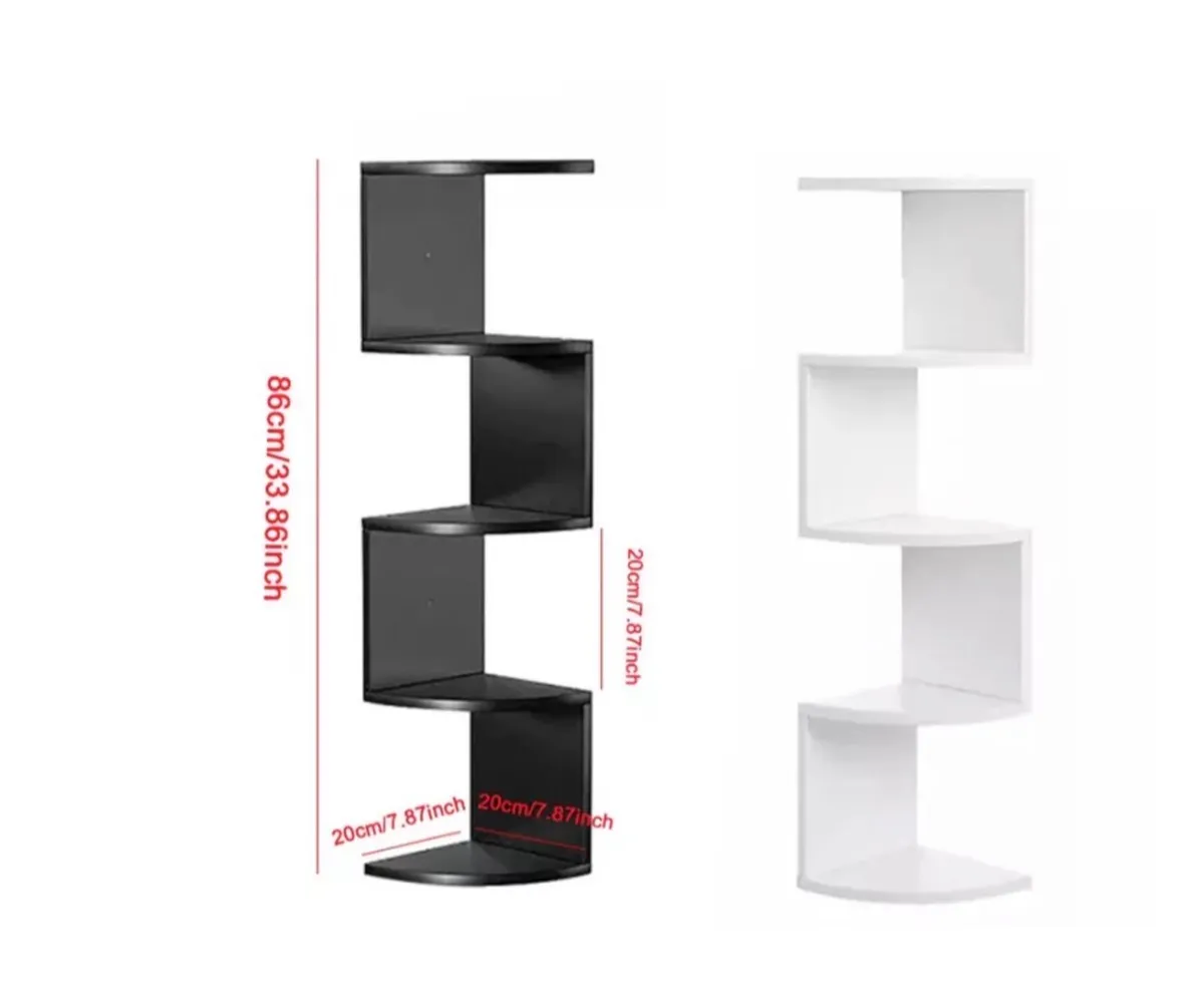 5 Tier Floating Wall Corner Shelves Black or White - Image 2