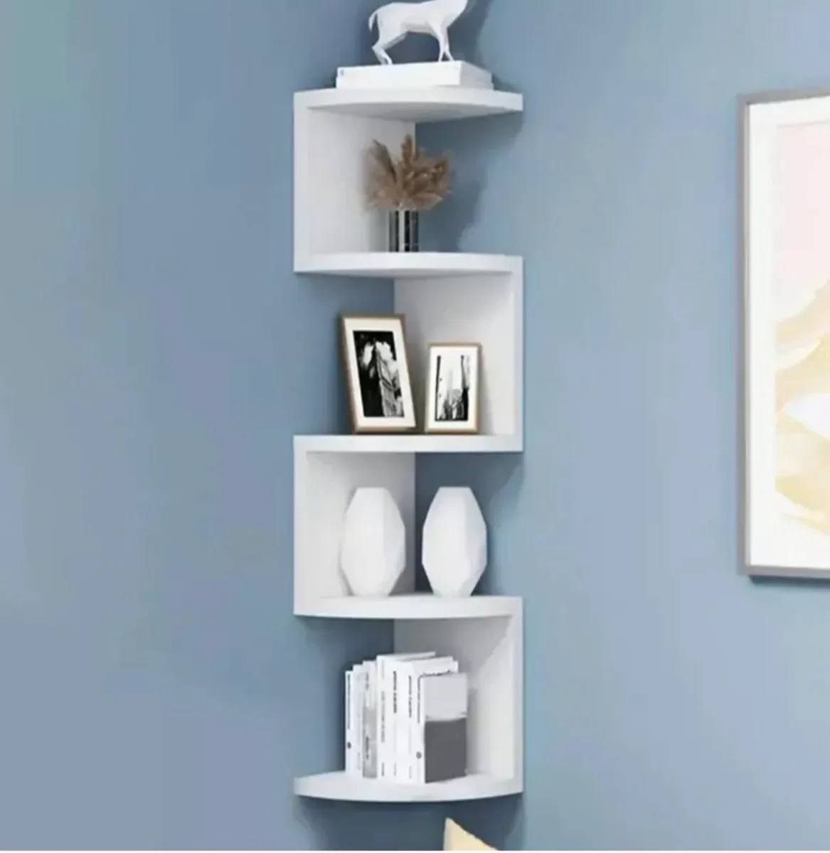 5 Tier Floating Wall Corner Shelves Black or White - Image 4