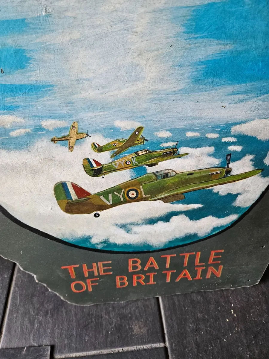 Vintage Painting Battle of Britain on Metal - Image 3
