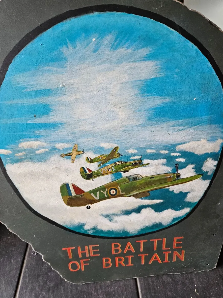 Vintage Painting Battle of Britain on Metal - Image 4