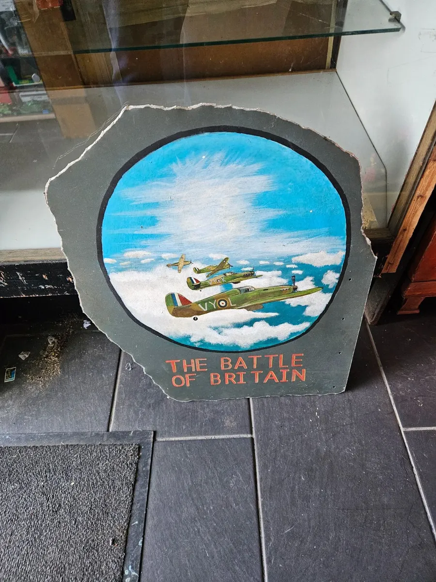 Vintage Painting Battle of Britain on Metal - Image 1