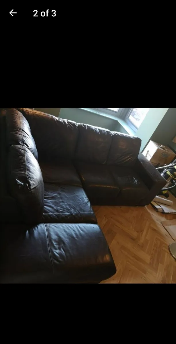 Brown Leather Sofa - Image 2