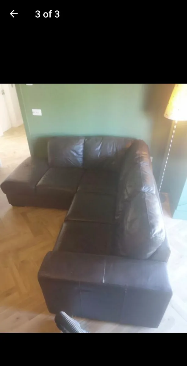Brown Leather Sofa - Image 3