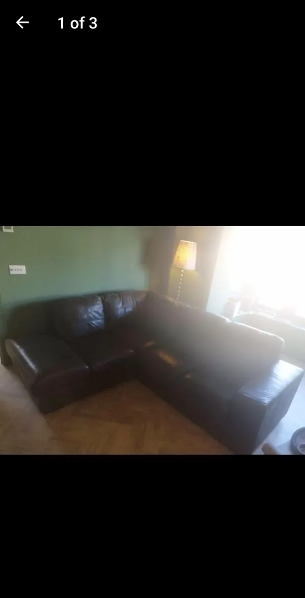 Brown Leather Sofa - Image 1