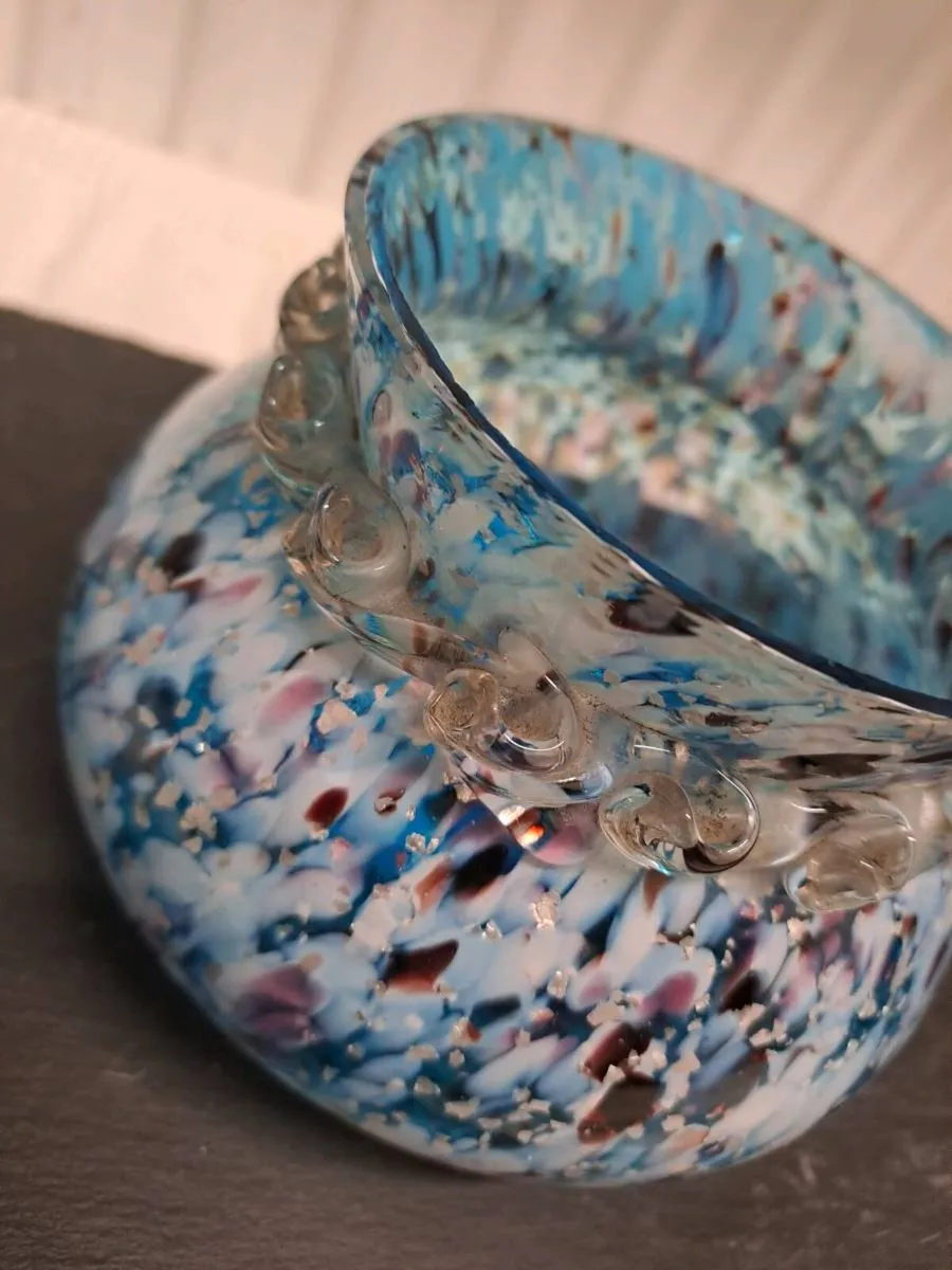 Vintage Art Glass Bowl – Turquoise - Image 2