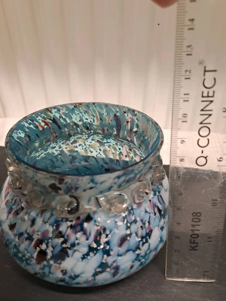 Vintage Art Glass Bowl – Turquoise - Image 3