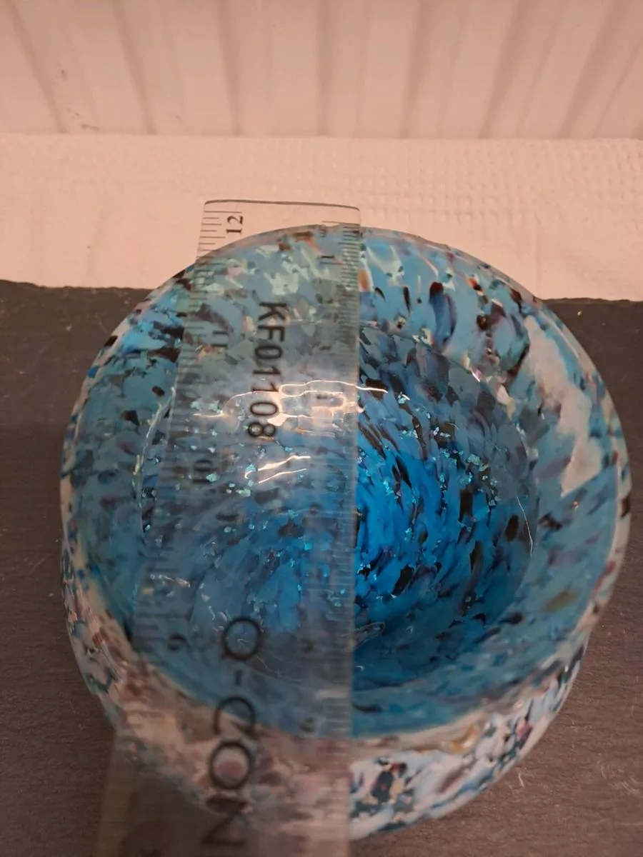 Vintage Art Glass Bowl – Turquoise - Image 4